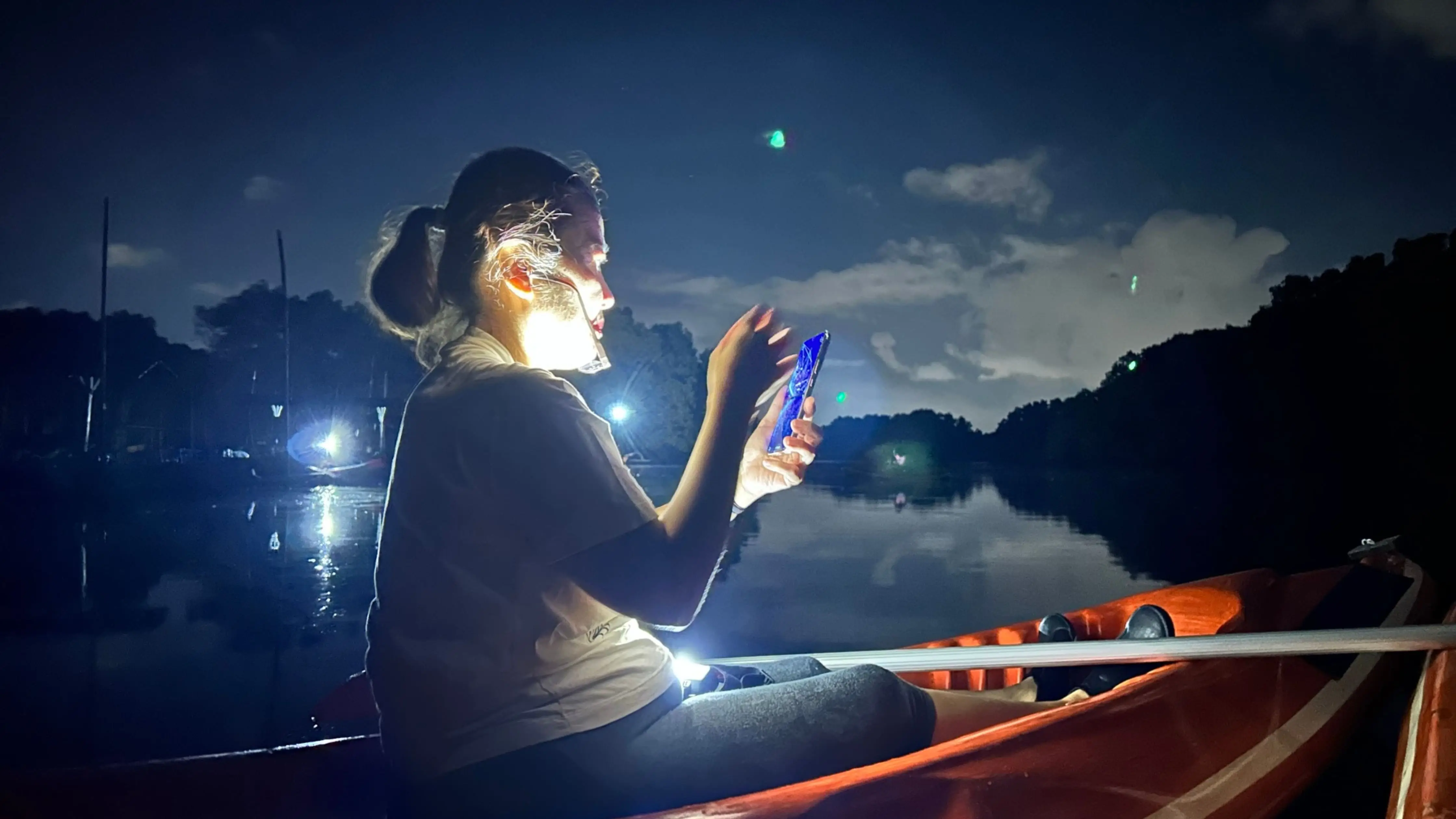 Travelers preparing for an evening canoe tour at Bali Mangrove Forest